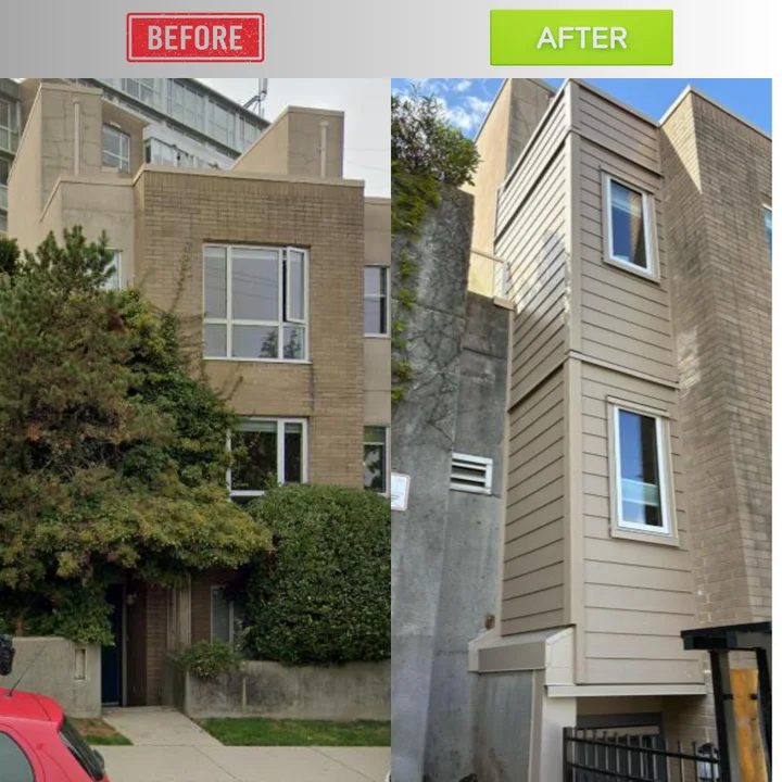 Recladding, before & after